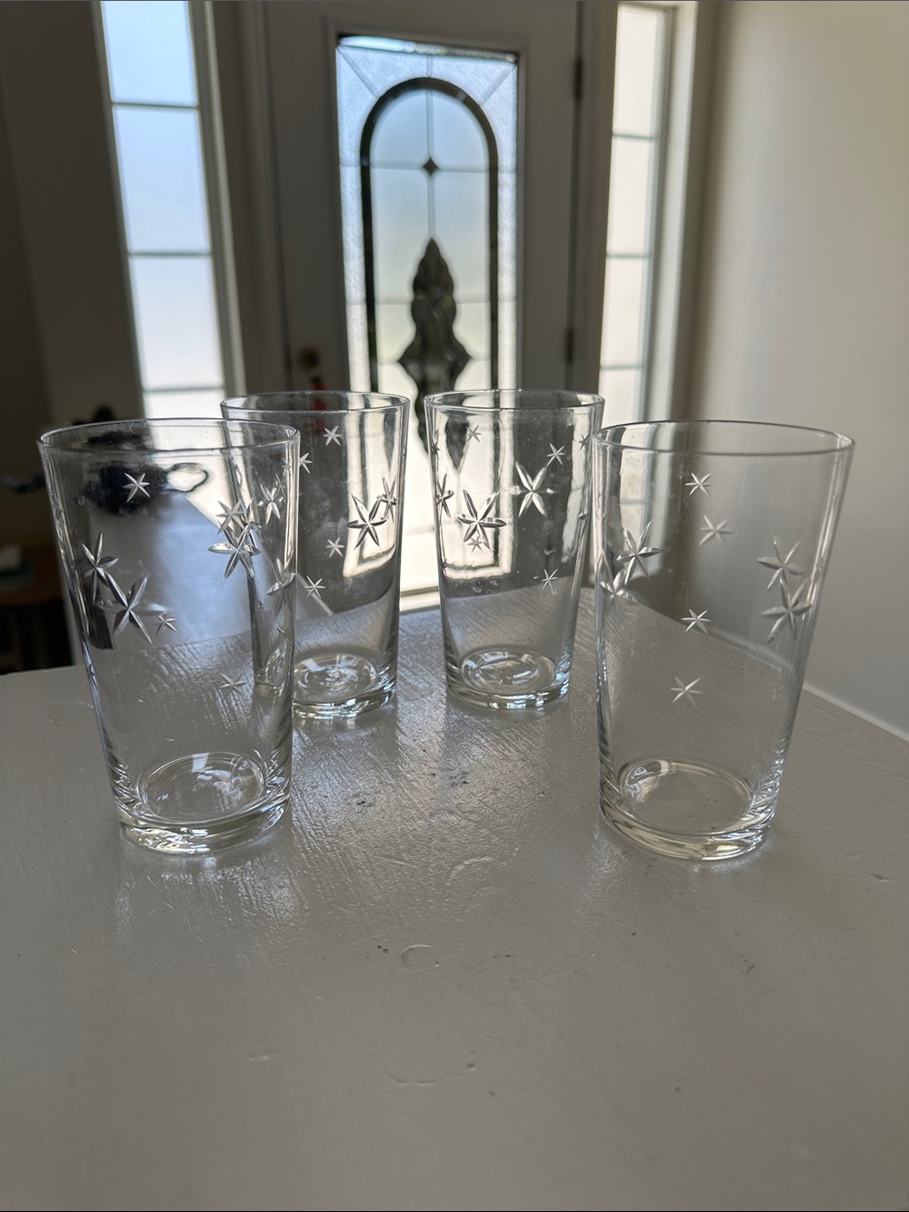 Vintage MCM Aomic Starburst Glasses  etched shooting stars  from 1950s